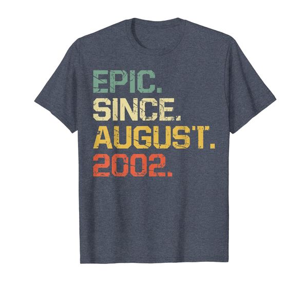 

epic since august 2002 t-shirt- 17 years old shirt gift, White;black