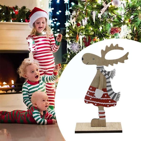 Decorazioni natalizie Accessori decorativi Cervi creativi Coppia di legno Ornamento artigianale Regali Tavolo Natale Anno Home Party Decor C8P8