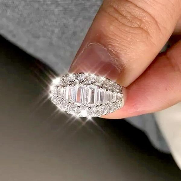 

wedding rings huitan luxury for women white cubic zirconia brilliant engagement jewelry marriage party female finger 2021, Slivery;golden