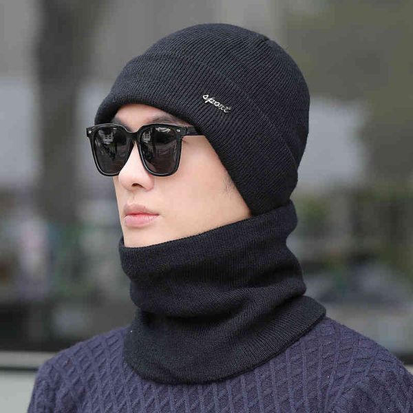 

caps hats men's winter warm wool cold proof knitted plush thickened pullover korean cotton, Blue;gray