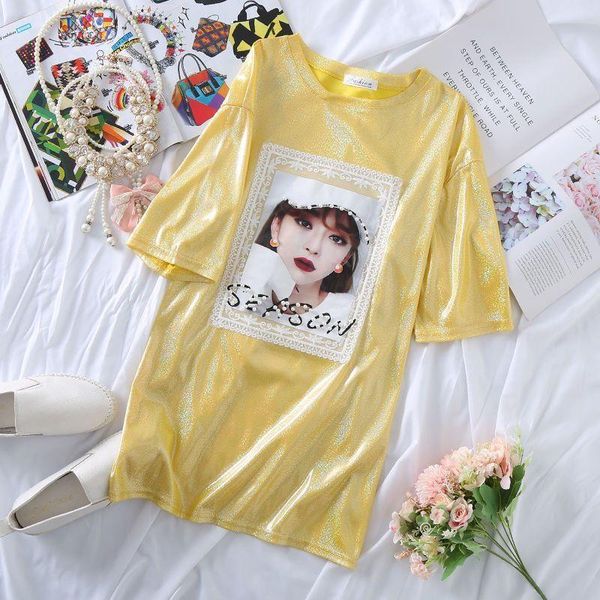 

plus size t shirt women sequined summer shiny t shirt lady sparkling t shirt formal party nightclub stage costume dress, White