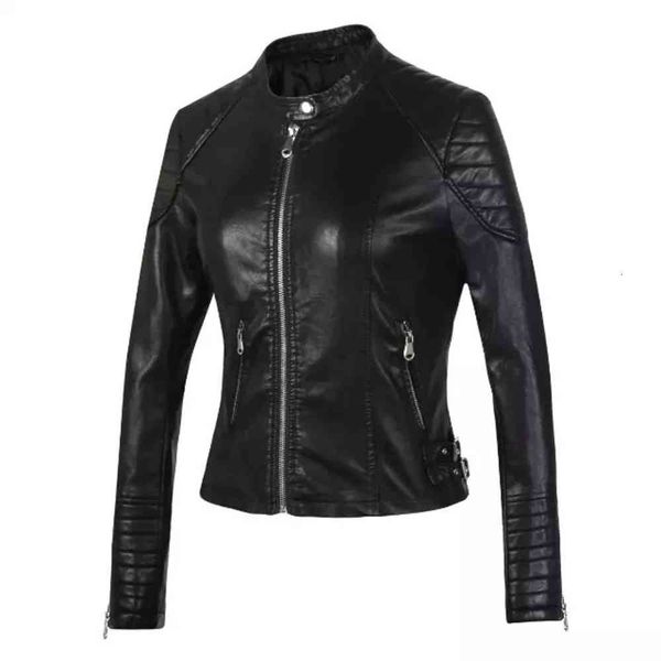 

leather jacket high fashion men belt motorcycle coat in autumn, Black