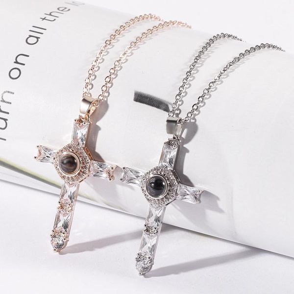 

pendant necklaces religious cross necklace choker projection oratio dominica rose gold & silver color wedding for women friends