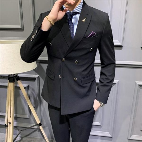 

men's suits & blazers male suit thin korean young beautiful wedding two-piece ee92, White;black