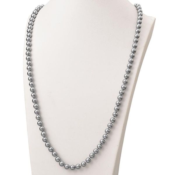 

chains diy handmade pearls necklace sliver round beads 8mm for simple style imitation pearl chain 36inch women jewel gift h874, Silver