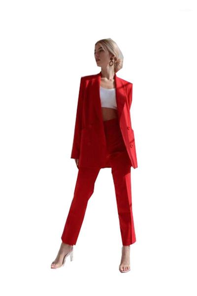 

red suits for lady women (jacket+pants)women business pantsuit office style female trouser suit custom made women's two piece pants, White