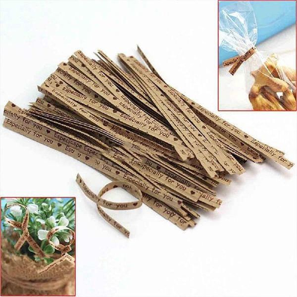 

100 pcs gift packing tie wrapping twist ties party package wedding bakery cookie candy bag letters pattern ties