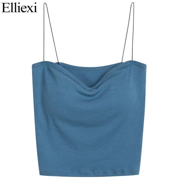 

women's tanks & camis elliexi rib square collar women crop 2022 summer off shoulder white vest knitted solid corset scoop tank