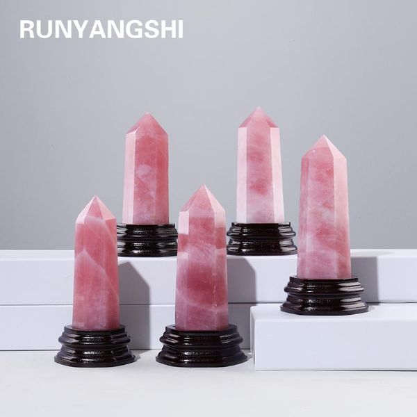 

decorative objects & figurines natural crystal magic wand madagascar pink rose quartz point health stone pyramid home furnishings