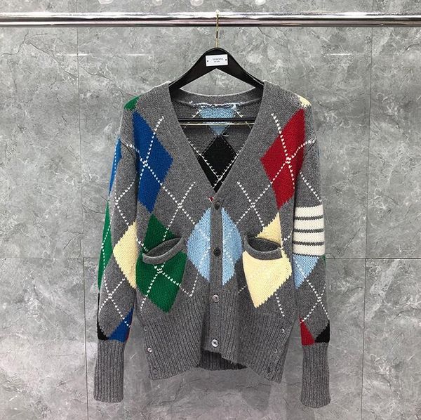 

2021 fashion brand sweaters men women slim thick cardigans clothing argyle striped wool autumn winter casual coat, White;black