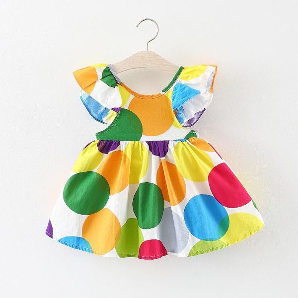 

girl's dresses 2021 summe girls cartoon fashion dot kids princess dress 0-3 years, Red;yellow