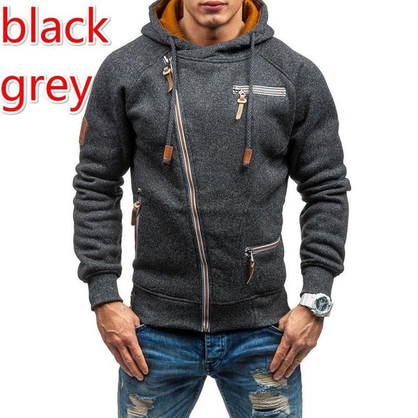 

men's hoodies & sweatshirts fashion long sleeve hooded sweatshirt autumn zipper jacket cotton sport outwear, Black