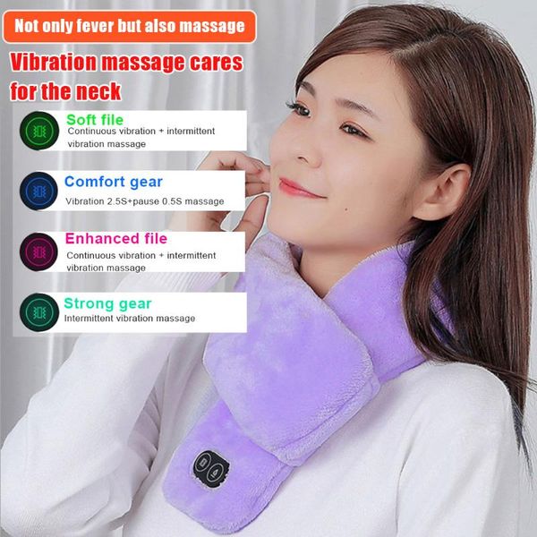 

cycling caps & masks 2021 usb heating scarf shoulder pain massage winter warm outdoor elders gift waterproof soft fashion, Black