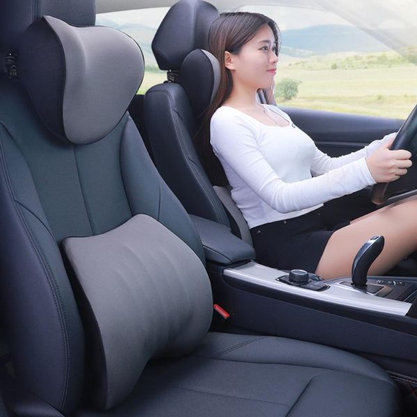 

seat cushions 2021 car neck massage pillow lumbar support cushion memory foam auto relax head waist electric headrest