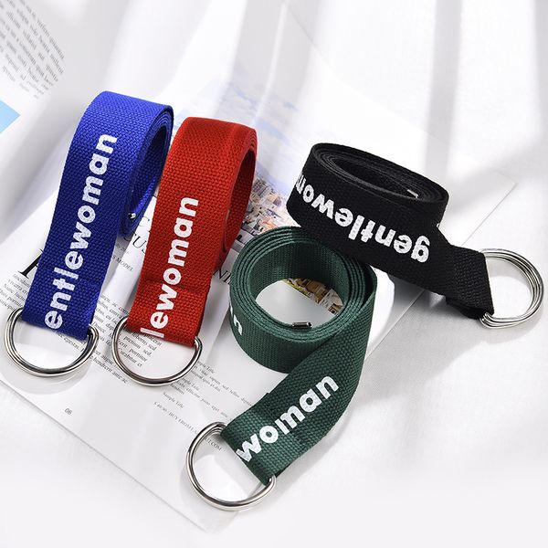 

printed canvas belt double ring d button lady student korean version canvas belt for men and women b016, Gray