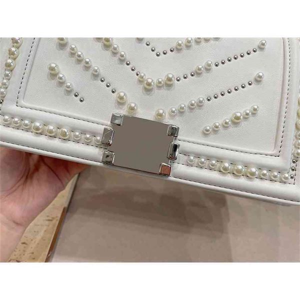 

storage baagthe 2021 bag shoulder female worn web celebrity fashion brim joker small pearl chain trendy design nichegg bag