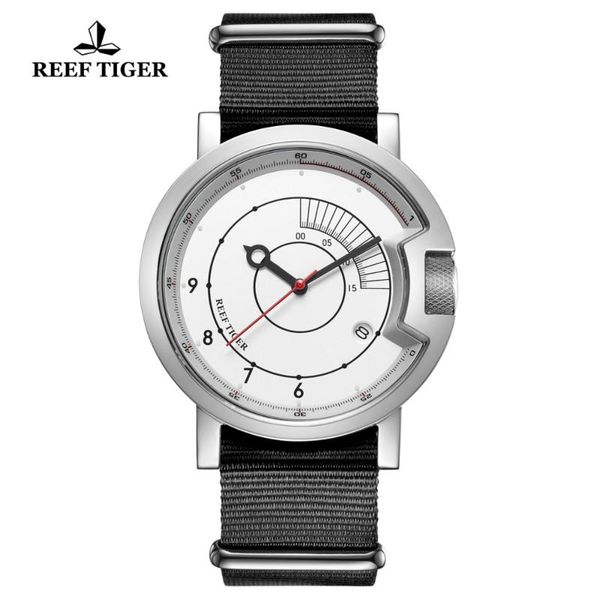 

wristwatches 2021 reef tiger/rt design simple watch men nylon strap waterproof sport watches automatic wrist rga9035, Slivery;brown