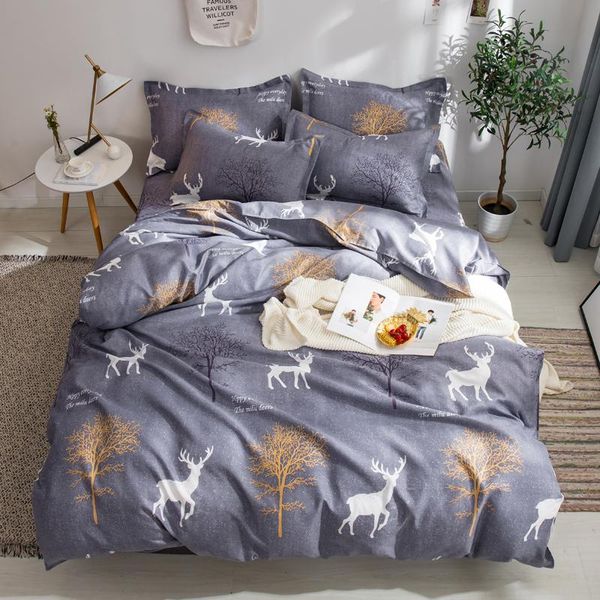 

home textile gray elk deer nordic bedding set king  twin kids teen boy bed linen duvet cover bed sheet pillowcase