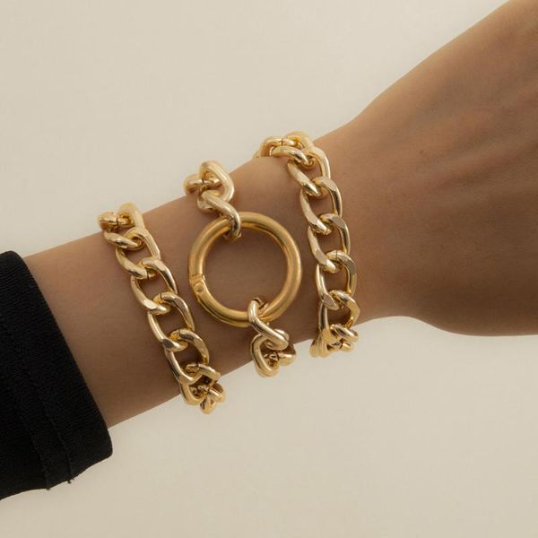 

link, chain kmvexo 2021 punk rock cuban bracelets sets for women statement gothic circle charm bracelet street minimalist jewelry, Black
