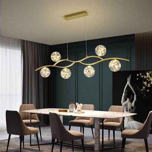 

chandeliers nordic iron wave chandelier led kitchen island creative glass bubble dining room coffee shop bar deco indoor lighting