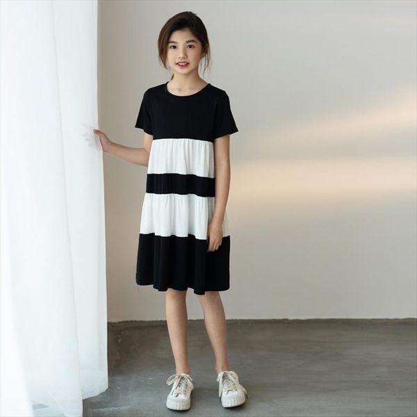 

8 to 16 years, girl dresses girls kids summer clothes teenage casual patchwork 100% cotton soft mommy me 6055, Red;yellow