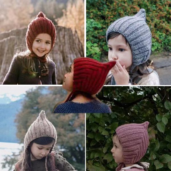 

pre-sale ins autumn and winter children's ear caps girl baby wool elf hat, Yellow