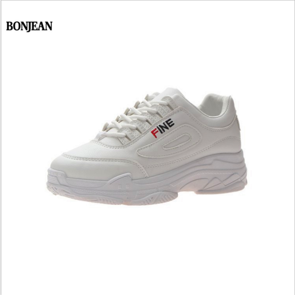

boots bonjean 2021 autumn trendy explosions korean version of thick-soled casual white shoes old, Black