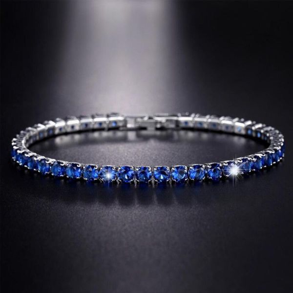 

link, chain cubic zirconia tennis bracelet iced out bracelets for women men gold silver color cz homme jewelry, Black