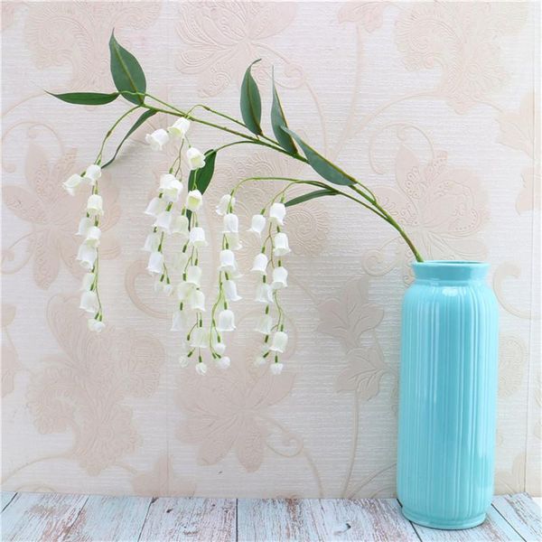 

decorative flowers & wreaths artificial flower bell lily silk campanula with leaf wedding soft decoration home diy decor fake