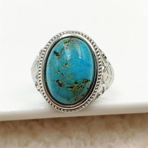 

cluster rings natural green turquoise quartz adjustable size ring 14x10mm oval 925 sterling silver bead, Golden;silver