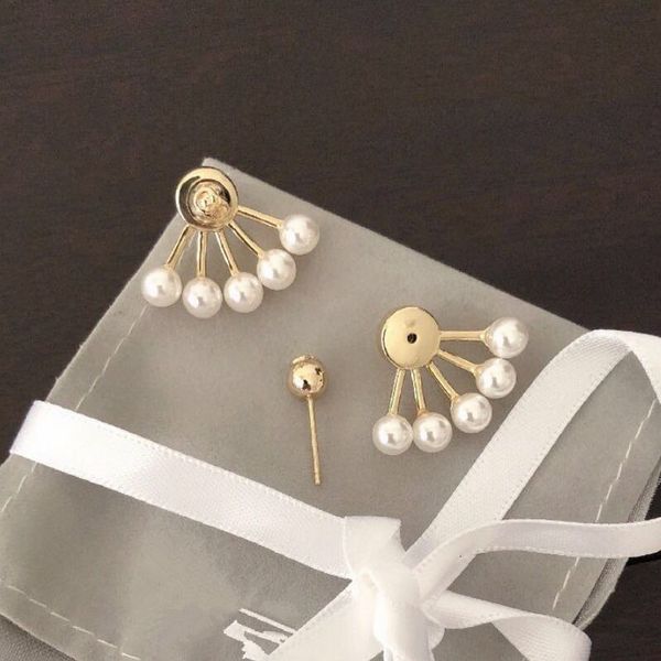 

d home / 2021 new earring fan pearl brass classic, Golden