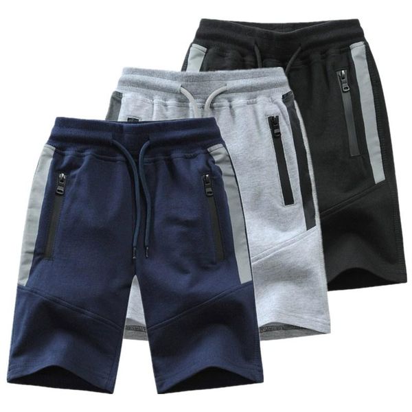

shorts 2021 summer kids boys knitted patchwork striped soft cotton sporty for teenagers big 2-14 years wear, Black