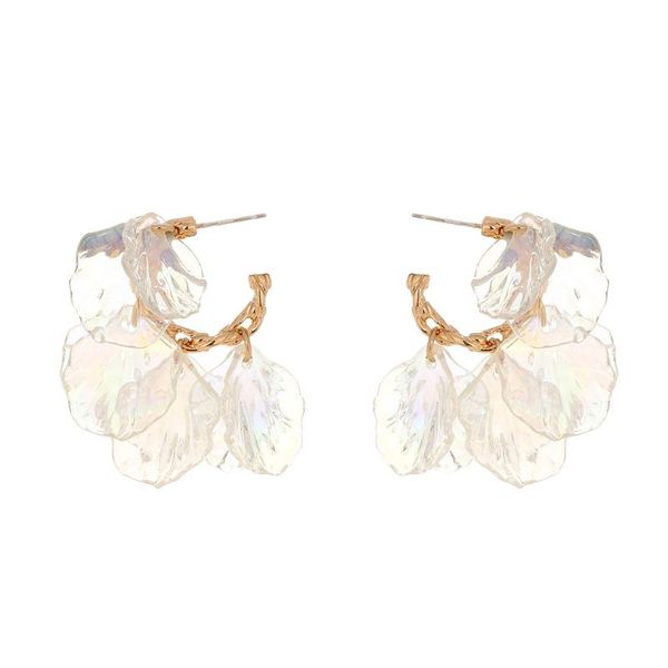 

hoop & huggie petal earrings big round female accessories elegant wedding party and jewelry for women, Golden;silver