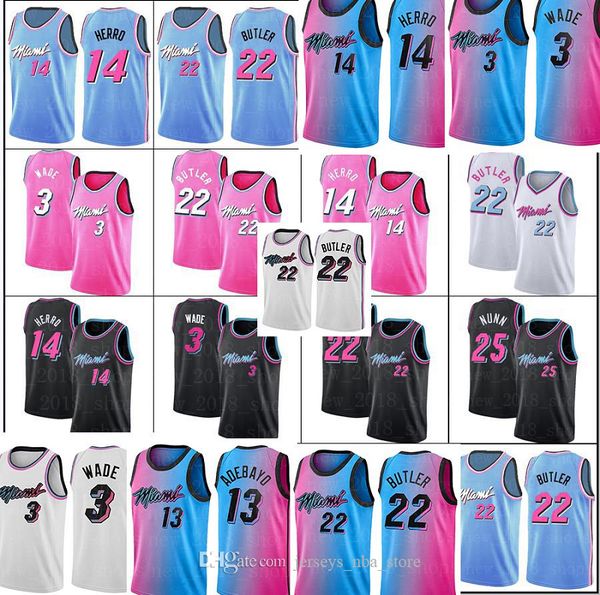

miami heats jersey jimmy 22 butler tyler 14 herro dwyane 3 wade duncan 55 robinson bam 13 adebayo goran 7 dragic kendrick 25 nunn, Black;red