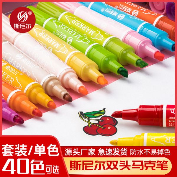 

painting pens snell big double head oil 24 40 children color pop marker, Black;red