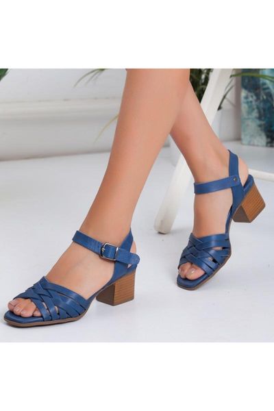 

sandals genuine leather high-heeled, Black