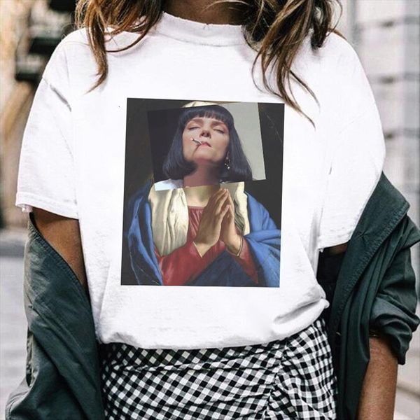 

summer spoof cartoon fun womens t shirts femme personality fashion harajuku casual loose s 2xl clothing, White