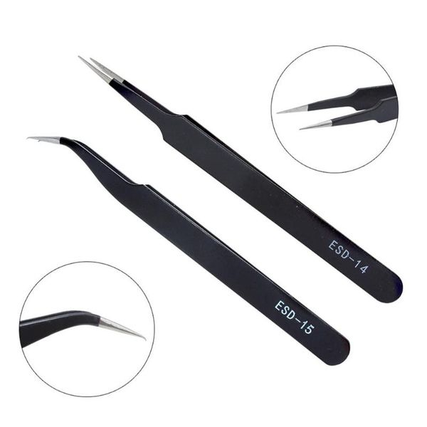 

nail art kits 2pcs stainless steel straight curved eyelash tweezers clip makeup tool