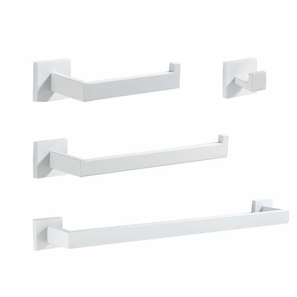 

2021 new white 4 hardware tiles set fittings on wall coat hook bathroom paper support holder bar towel 9zbq