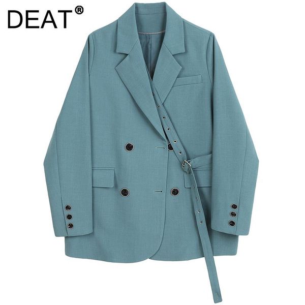 

women's suits & blazers [deat] women blazer temperament turn-down collar long sleeve loose fit coat fashion tide spring autumn 2021 13z, White;black