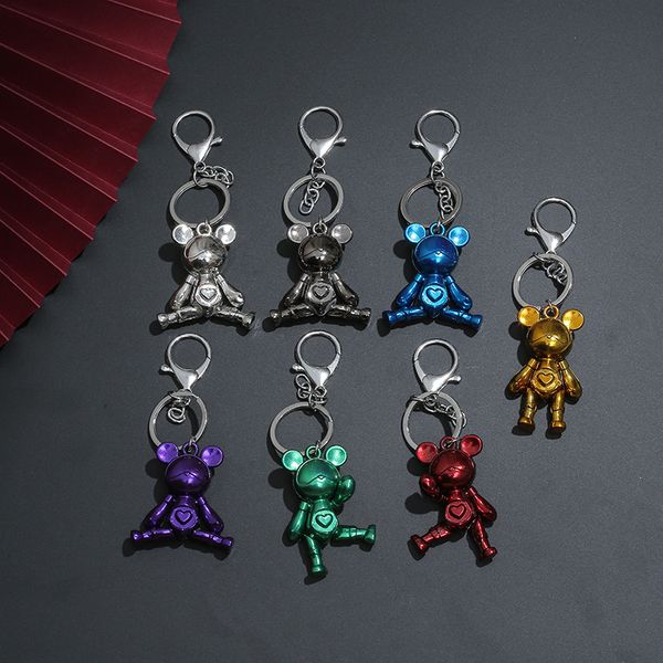 

fine key chain cute trendy violent bear metal pendant car men and women couple bag hanging decorative toy ring, Silver