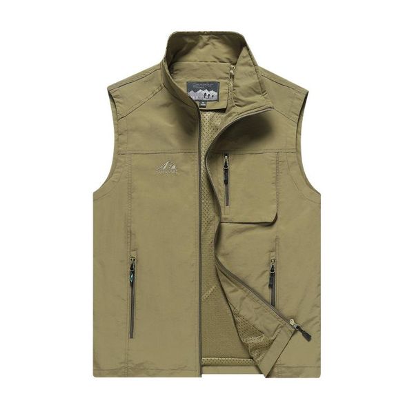 

men's vests vest coat men plus size m-7xl spring summer outwear breathable mesh tactical stand collar waistcoat, Black;white