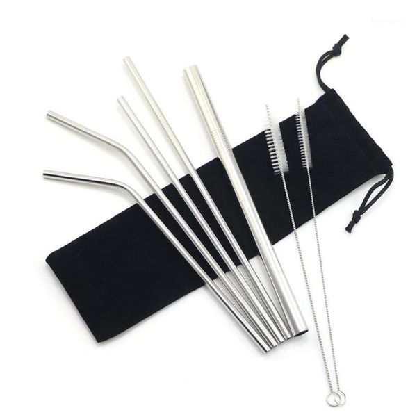 

drinking straws 7pcs stainless steel metal straw in 3 colours reusable bar1