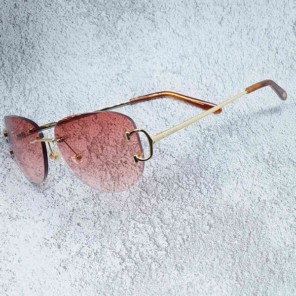 

2022 factory wholesale model mens accessories oval rimless sun vintage sunglass f50x sunglasses, White;black