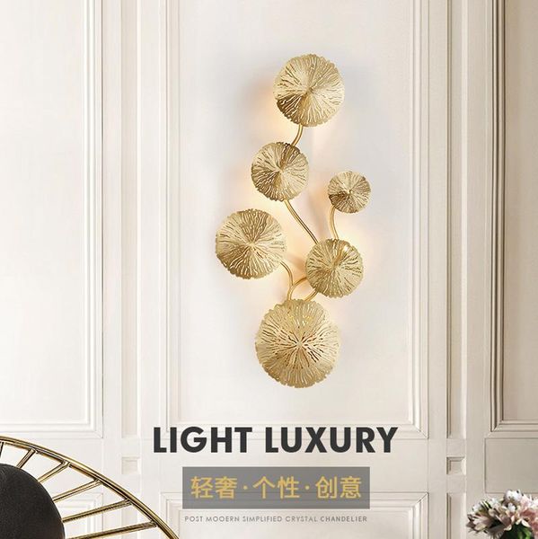 

wall lamps lotus leaf art stainless indoor gold fixtures elegant lamp metal creative lights led light for living room