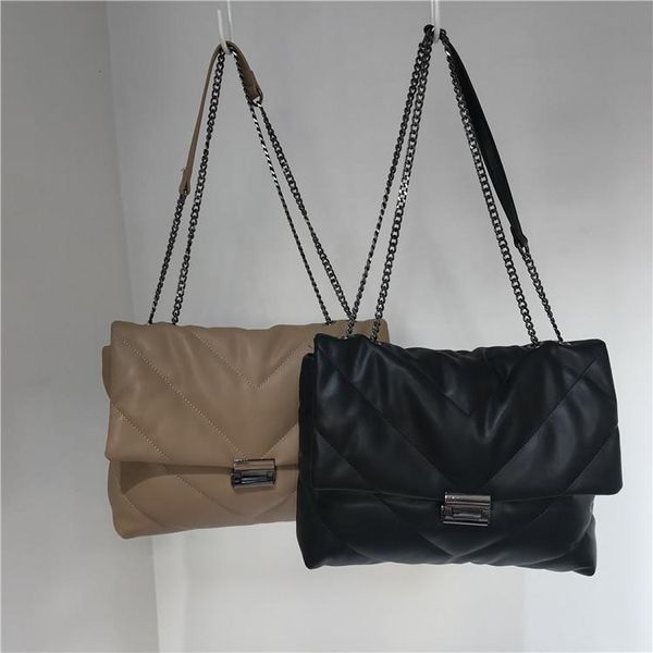 

cross body yahe 2021 niche v-lattice embroidery metal lock chain messenger bag women's fashion and foreign style