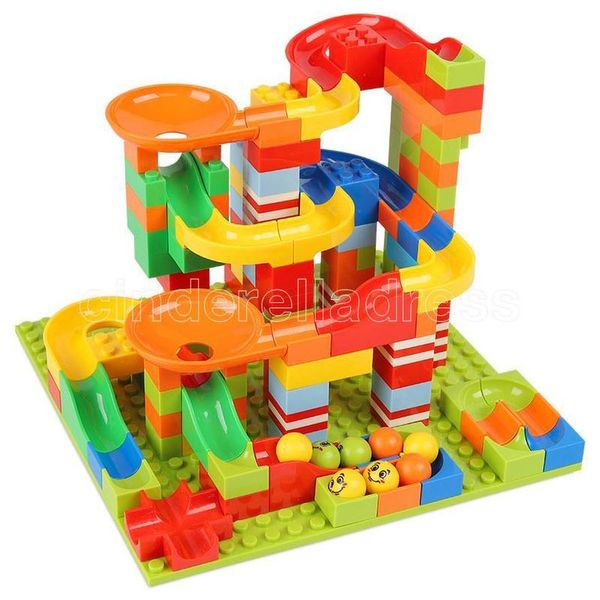 

big size construction block marble race run compatible duploed building block funnel slide assembly diy bricks toys for children ty0001