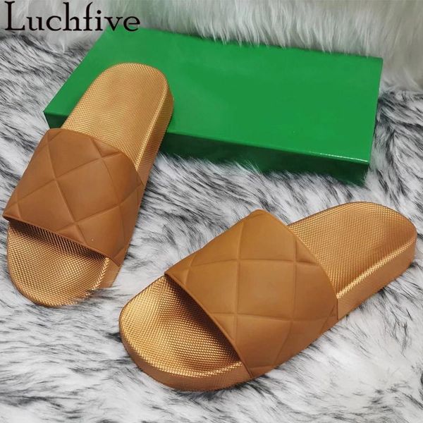 

slippers summer platform rhombus flat shoes women peep toe gold slides casual beach mules shower zapatos mujer, Black
