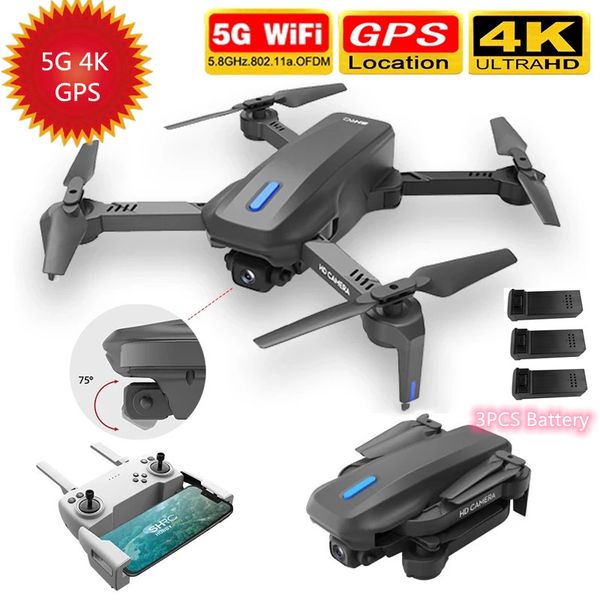 

4k wide angle hd camera 5g 4k gps wifi fpv rc drone aerial pgraphy smart follow gps postion aircraft with 3 battery gift toy