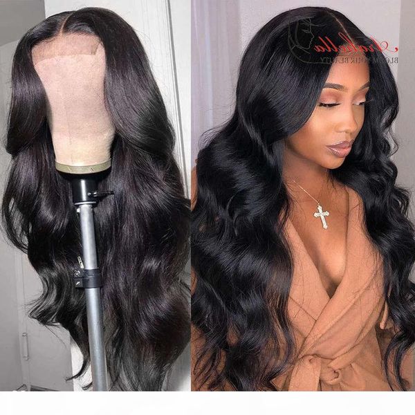 

brazilian human frontal with baby hair preplucked closure 4x4 remy 13x4 body wave lace front wig, Black;brown